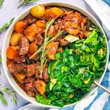 Slow-Cooked Beef Brisket with Local Greens