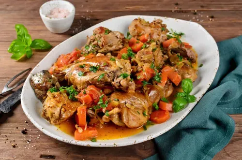 Rabbit with Mustard Sauce and Baby Vegetables